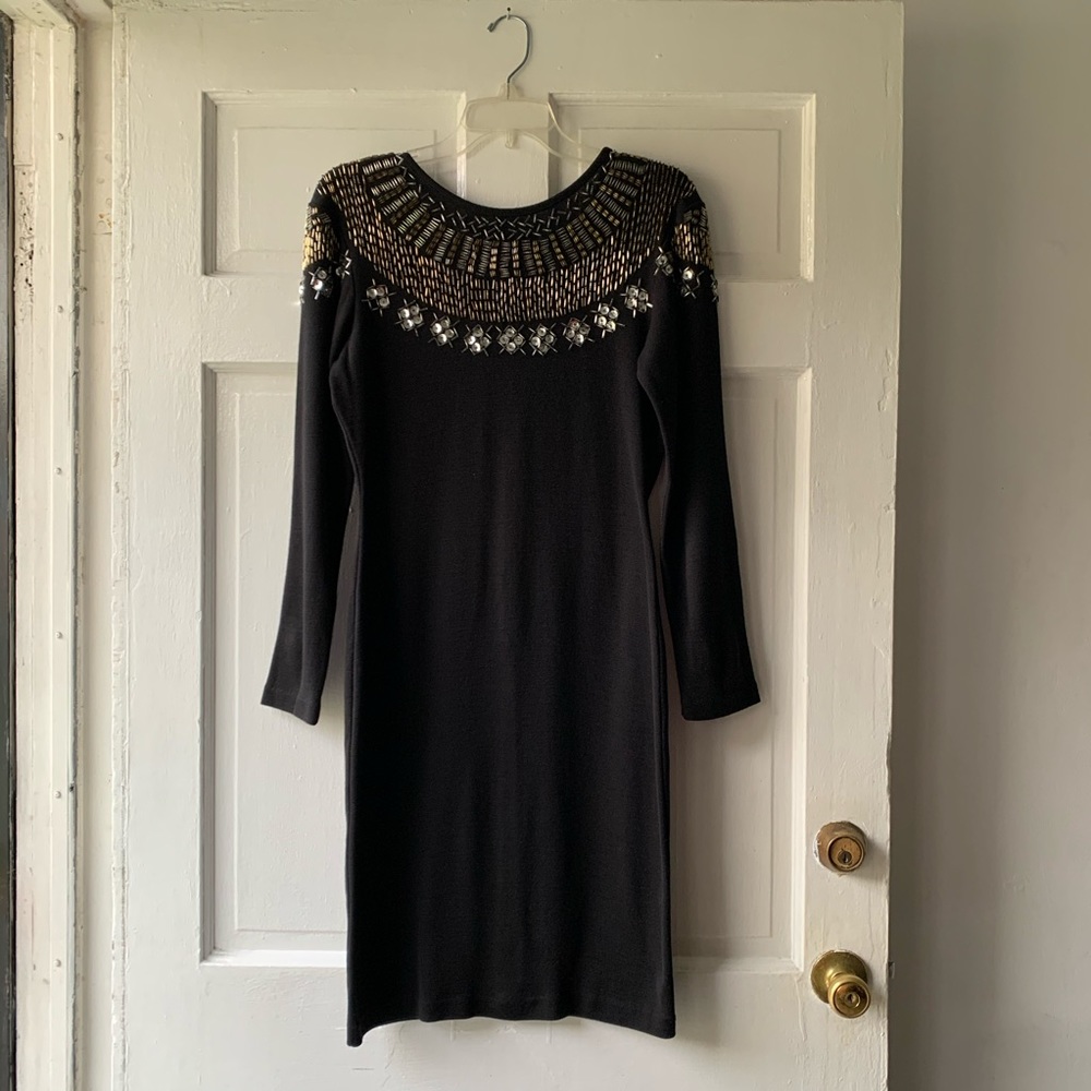 ETAL Vintage Open Back Black Sequence Dress